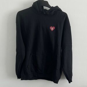 Black Hoodie Sweatshirt w Heart Dollar Sign Logo
